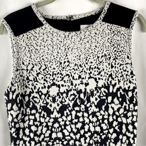 Carmen Marc Valvo Black and White Animal Print Sleeveless Dress, Mesh - Small